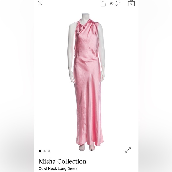 MISHA COLLECTION Pink Satin Evening Dress - Picture 7 of 10